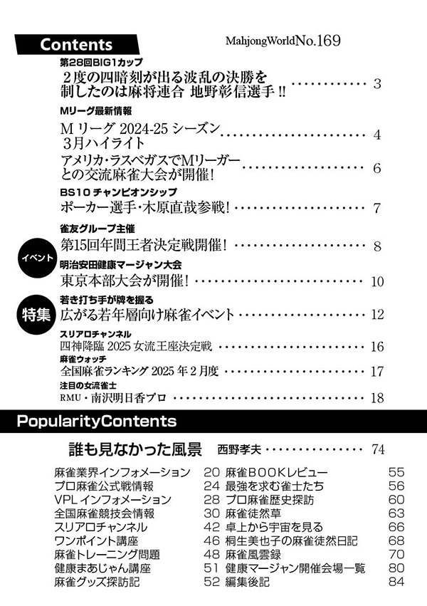 月刊「麻雀界」目次
