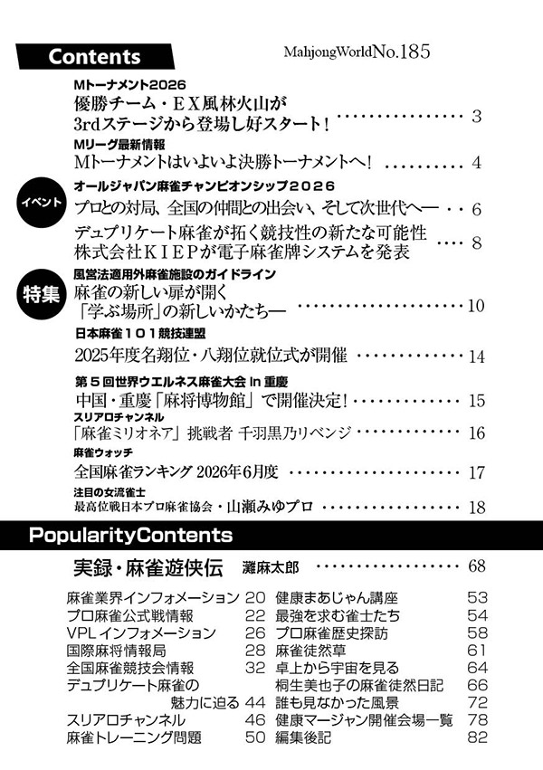 月刊「麻雀界」目次